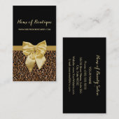 Carte De Visite Élégant Brown Empreinte de léopard Girly jaune rub (Devant / Derrière)