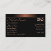 Carte De Visite Élégant Brown et noir avec Initiales Professionnel (Dos)