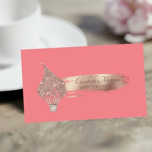 Carte De Visite Elegant Brush Stroke Glitter Whisk Sweets