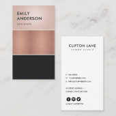 CARTE DE VISITE ÉLÉGANT BULLETIN ROSE NOIR ROSE EN CUIVRE NOIR (Devant / Derrière)