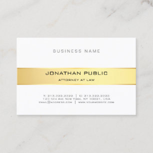 Carte De Visite Elégant Bureau du Procureur Moderne Gold White Ch