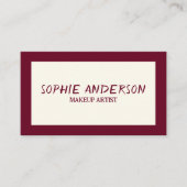 Carte De Visite Elegant Burgundy Makeup Artist with QR Code (Devant)