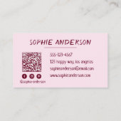 Carte De Visite Elegant Burgundy Makeup Artist with QR Code (Dos)