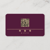 Carte De Visite Elegant Burgundy Wine Gold Shiny Circle Monogram (Dos)