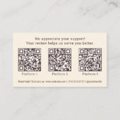 Carte De Visite Elegant Business Review Request with QR Codes Boho (Dos)
