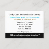 Carte De Visite Elegant Butterfly Caregiver Trusting Professional  (Dos)