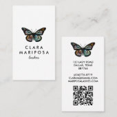 Carte De Visite Élégant Butterfly Monarch Beauté Lashes QR Code (Devant / Derrière)