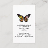 Carte De Visite Elegant Butterfly Monarch CUSTOM PRICE TAG (Dos)