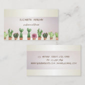 Carte De Visite Élégant Cactus à bande chic (Devant / Derrière)