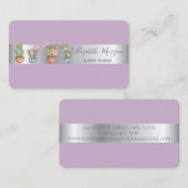 Carte De Visite Élégant Cactus à bande d'argent professionnel mode (Devant / Derrière)