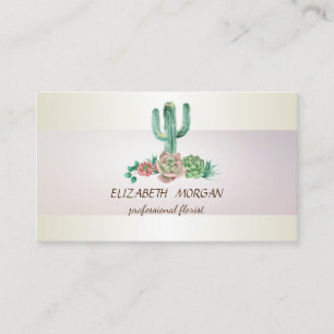 Carte De Visite Élégant Cactus à rayures Succulent