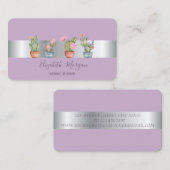 Carte De Visite Élégant Cactus Professionnel Succulent Violet (Devant / Derrière)