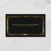 Carte De Visite Elégant cadre Art Déco Or sur noir (Devant)