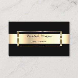 Carte De Visite Elégant cadre Black Stripe Or tendance