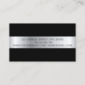 Carte De Visite Elégant cadre Black Stripe Silver tendance (Dos)
