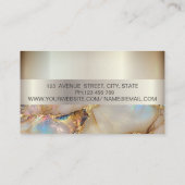 Carte De Visite Elégant cadre d'argent à rayures tendance, Marbre (Dos)