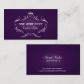 Carte De Visite Elégant cadre de couronne violet et argenté (Devant / Derrière)