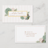 Carte De Visite Elégant cadre de feuillage floral sophistiqué et b (Devant / Derrière)