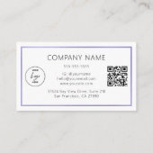 Carte De Visite Élégant cadre de feuille de pourpre Code QR de log (Dos)