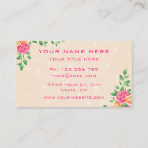 Carte De Visite Elégant cadre de jardin Rose Moderne Professionnel