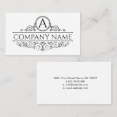 Carte De Visite Élégant cadre de monogramme noir (Devant / Derrière)