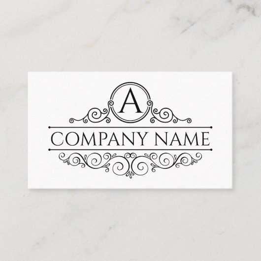 Carte De Visite Élégant cadre de monogramme noir (Devant)
