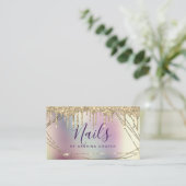 Carte De Visite Elégant cadre de parties scintillant en or clous m (Debout devant)