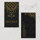 Carte De Visite Elégant cadre en dentelle noire et or (Devant / Derrière)