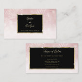 Carte De Visite Elégant cadre en feuille rose or cheveux et beauté (Devant / Derrière)