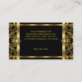 Carte De Visite Elégant cadre floral doré noir or (Dos)