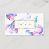 Carte De Visite Elégant cadre floral or (Devant)