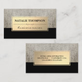 Carte De Visite Elégant cadre Linen métal or (Devant / Derrière)