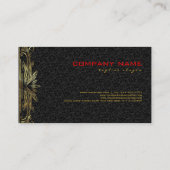 Carte De Visite Elégant cadre noir Damas Or (Dos)
