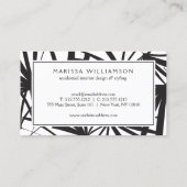 Carte De Visite Elégant cadre noir et blanc de palme tropicale (Dos)