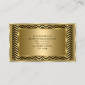 Carte De Visite Elégant cadre noir or Classy Chevron Stripe (Dos)