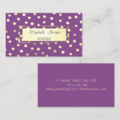 Carte De Visite Élégant, Cadre Or, Confetti (Devant / Derrière)