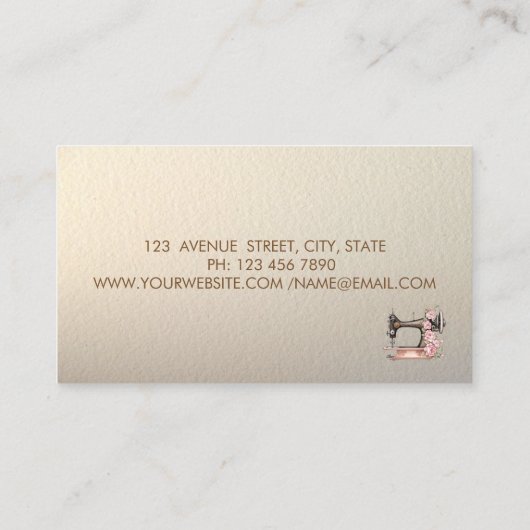 Carte De Visite Elégant Cadre Or, Confetti Machine à coudre Chat (Dos)