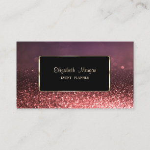 Carte De Visite Elégant Cadre Or Design Luxe, Bokeh Glittery