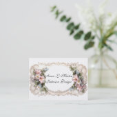 Carte De Visite Elégant cadre victorien rose et bleu Fleurs (Debout devant)