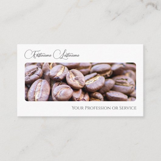 Carte De Visite Elégant café haricots barista calligraphie QR-Code (Devant)