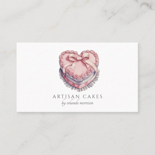 Carte De Visite Elegant Cake Bakery Heart Cake (Devant)