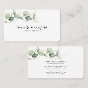 Carte De Visite Élégant calligraphie moderne eucalyptus aquarelle