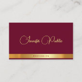 Carte De Visite Elegant Calligraphy Script Name Gold Text Ruby Red (Devant)