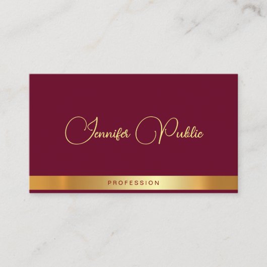Carte De Visite Elegant Calligraphy Script Name Gold Text Ruby Red (Devant)