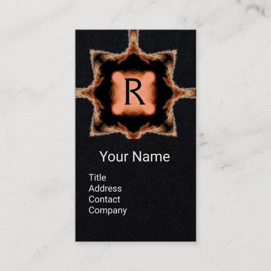 Carte De Visite ÉLÉGANT CARRÉ MONOGRAM Rose Brown papier noir (Devant)