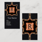 Carte De Visite ÉLÉGANT CARRÉ MONOGRAM Rose Brown papier noir (Devant / Derrière)