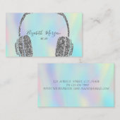 Carte De Visite Élégant casque Parties scintillant argent Holograp (Devant / Derrière)