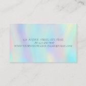 Carte De Visite Élégant casque Parties scintillant argent Holograp (Dos)