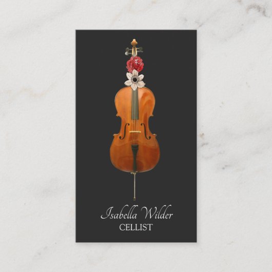 Carte De Visite Élégant Celliste | Black (Devant)
