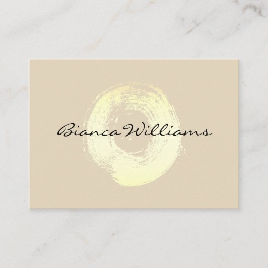 Carte De Visite Elégant cercle brossé or (beige) (Devant)